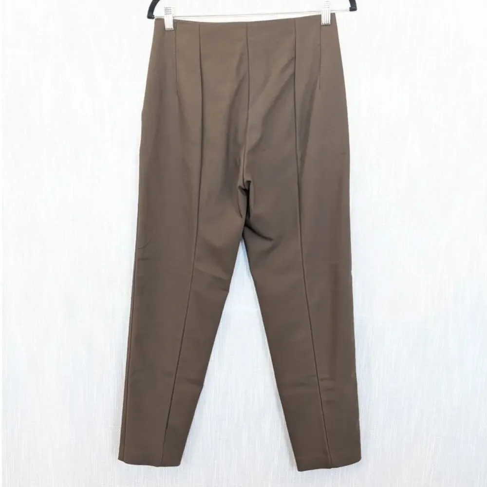 Massimo Dutti 5005/905/507 Trousers Womens 6 Green/Tan High-rise Ankle NWT